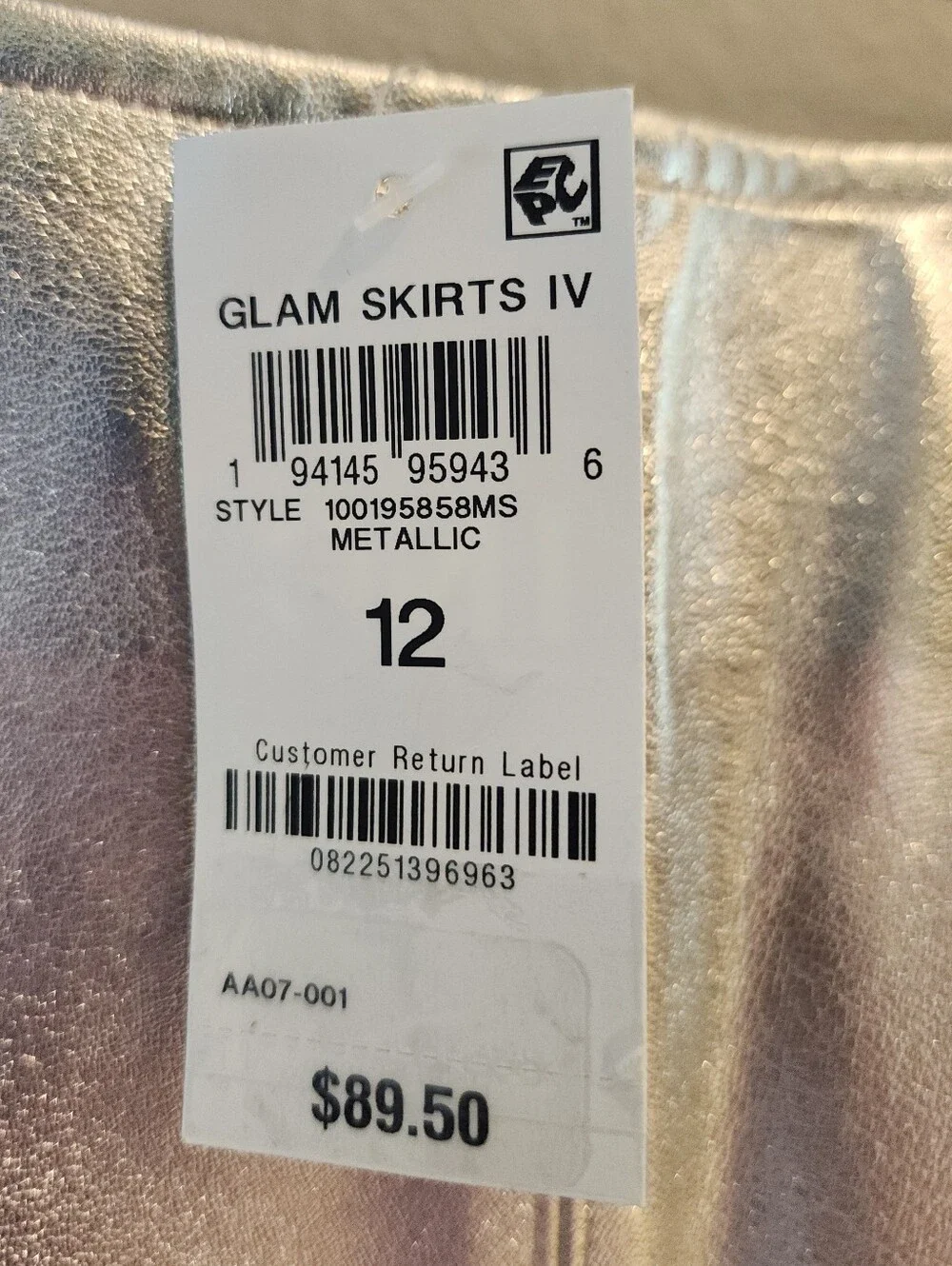 NWT Macy's INC Silver Metallic Faux Leather Front Slit Pencil Midi Skirt Size 12